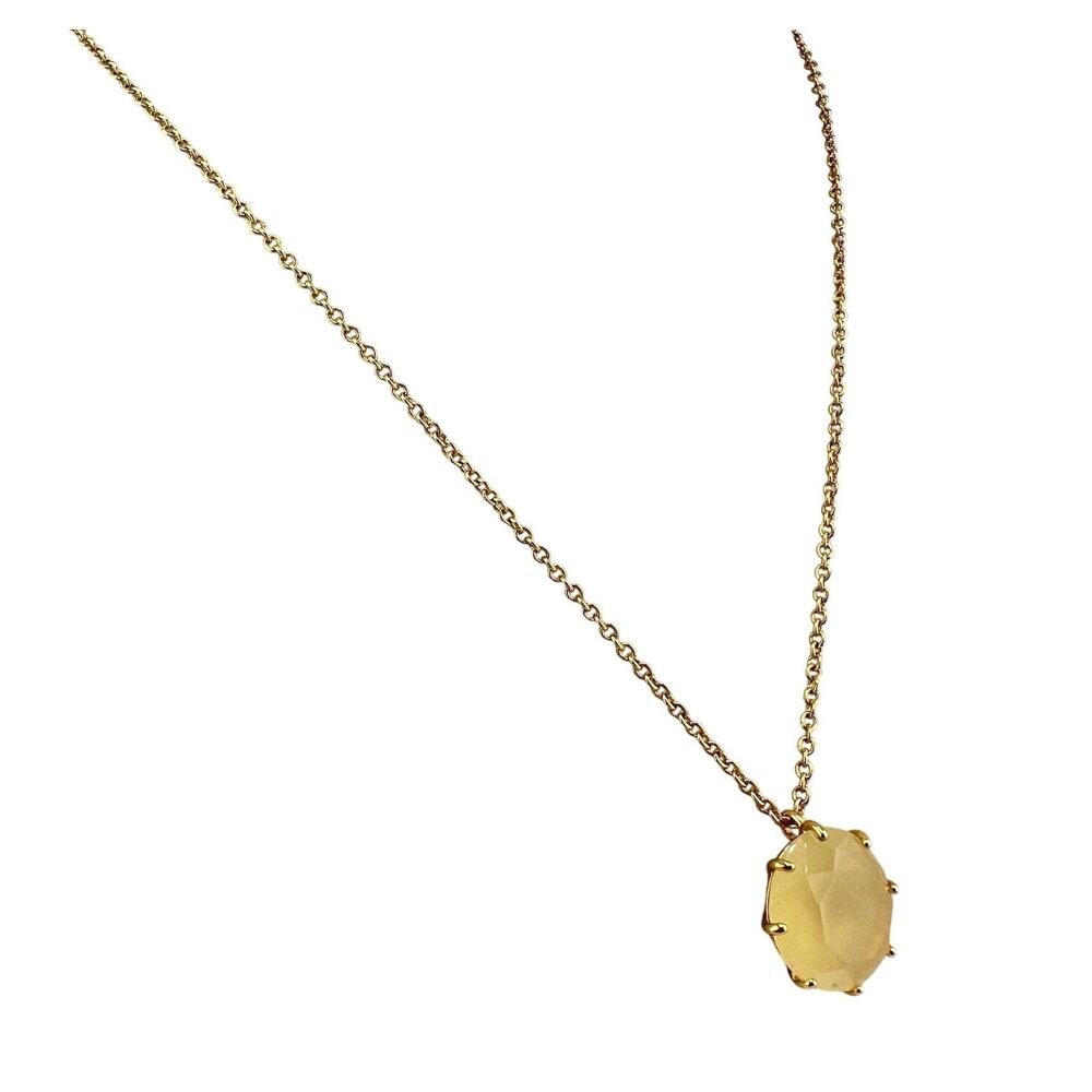 Les Néréides La Diamantine 14K GP Hand Faceted Yellow Glass Pendant 28” Necklace